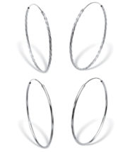 Twisted Polished Hoop Earrings Eternity Set Sterling Silver - $94.99