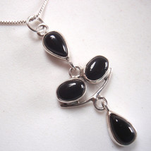 4-Gem Black Onyx 925 Sterling Silver Pendant you receive exact item pict... - $10.79