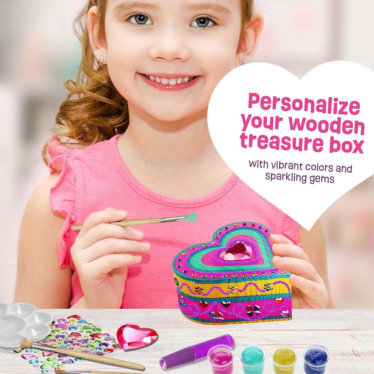 Paint Your Own Wooden Kids Heart Treasure Box Kit - Art Kits for Toddler  Girl - Arts and Craft Easter Gifts for Ages 3-6 Year Old Girls - DIY  Jewelry