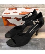 Donald J. Pliner JUN black mesh elastic heeled sandals women’s size 8.5 - $79.94