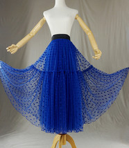 Women ROYAL BLUE Tutu Skirt A-line Puffy Tutu Skirt Royal Blue Dot Party Tutus