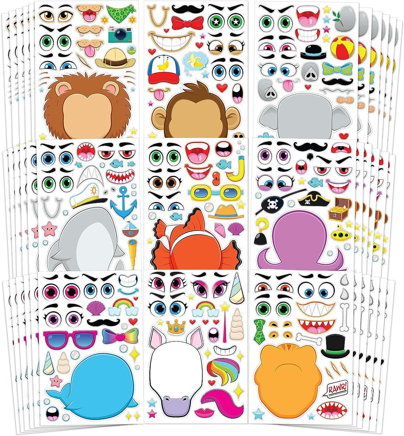 36 Sheets Make-a-Face Stickers for Kids (690 Stickers) Make Your