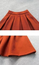 Rust Color Wool Midi Skirt Outfit High Waist A-line Winter Midi Party Skirt image 6
