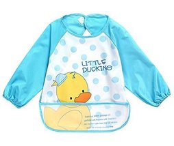 Cute Cartoon Duck Waterproof Sleeved Bib Baby Smock Baby Bibs, 0-3 Years