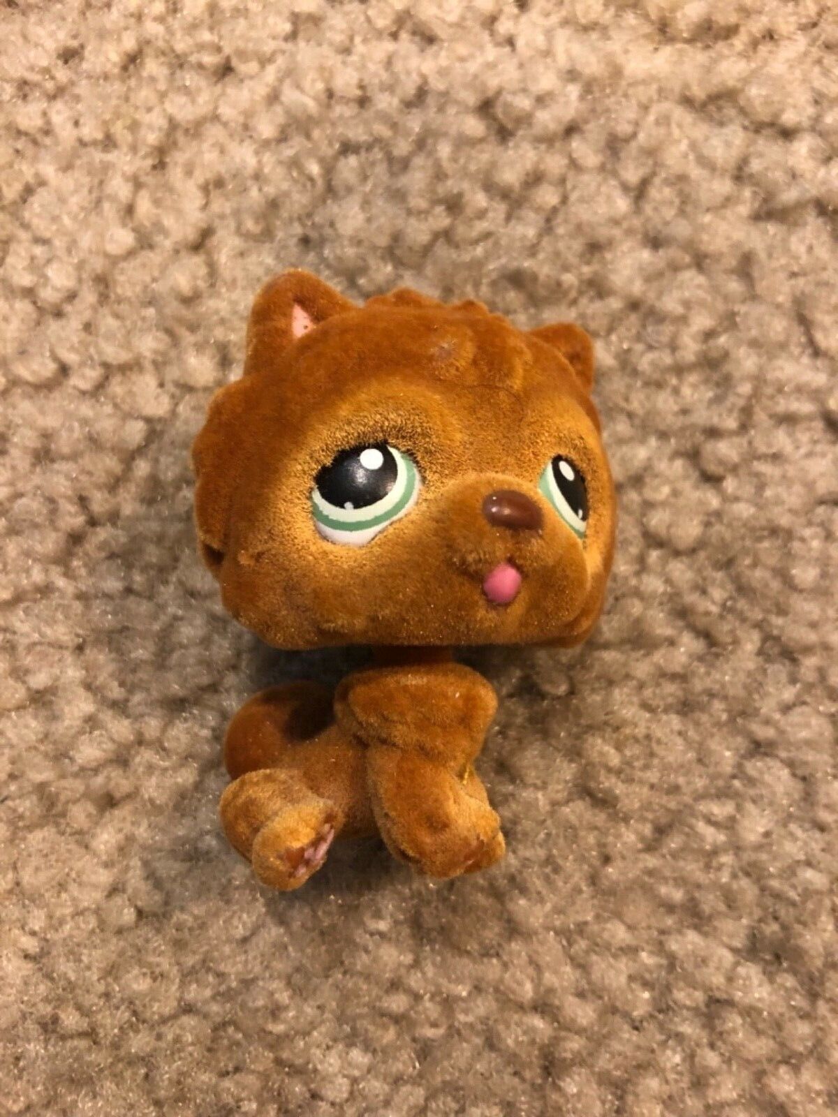 Littlest Pet Shop Dog Pug Puppy Brown Caramel with Green and Red Eyes 