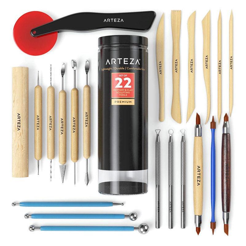 22pcs Professional Pottery & Polymer Clay Tools Sculpting Set Steel Tip  Tools for Pottery Clay Modeling