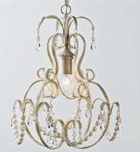Nautical Chandelier w White Beads Glass 70" Chain Seaside Cottage Porch 17.9" h image 2