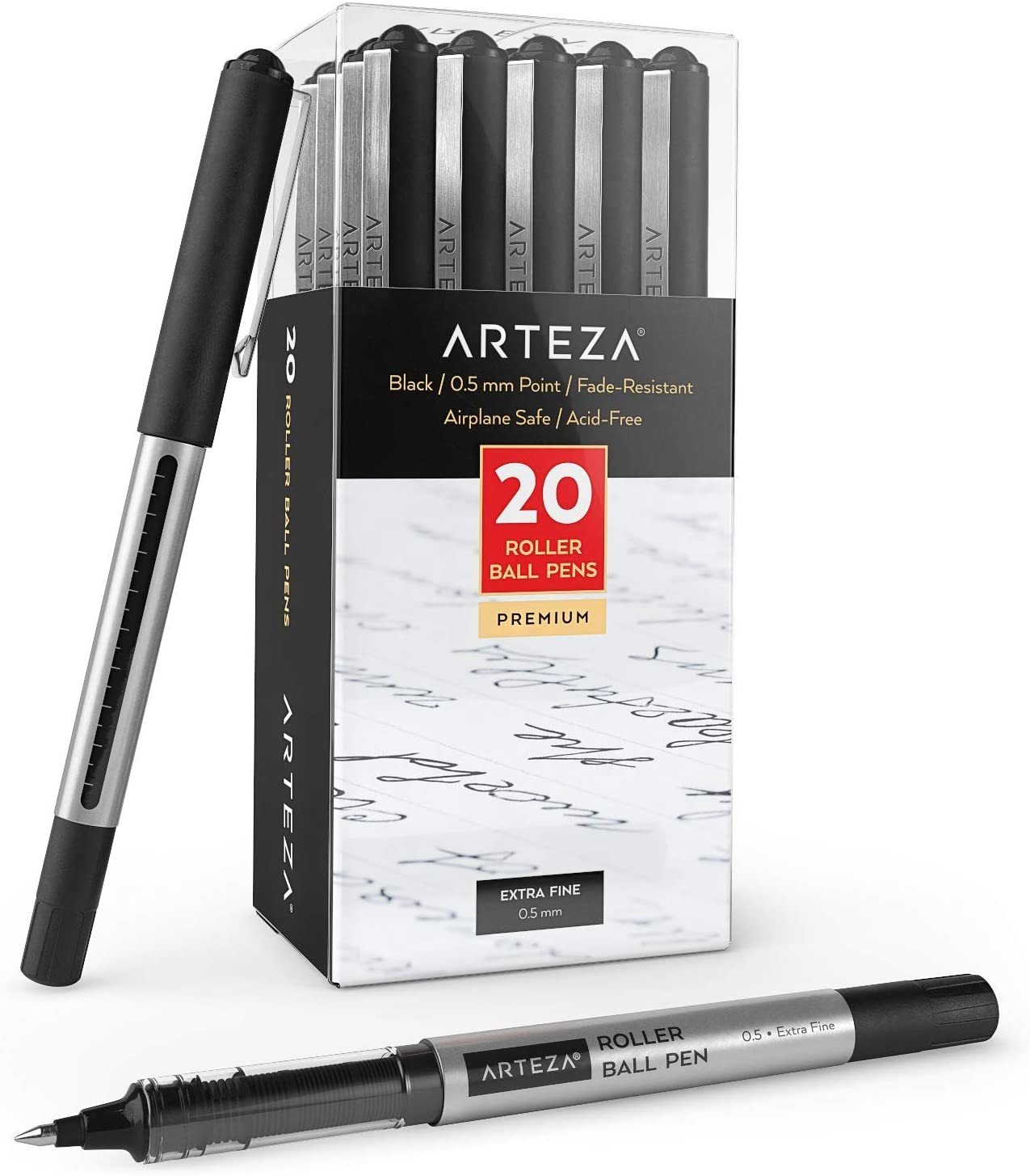 Arteza Retractable Gel Ink Pens, Vintage & Bright Colors - Set of 24
