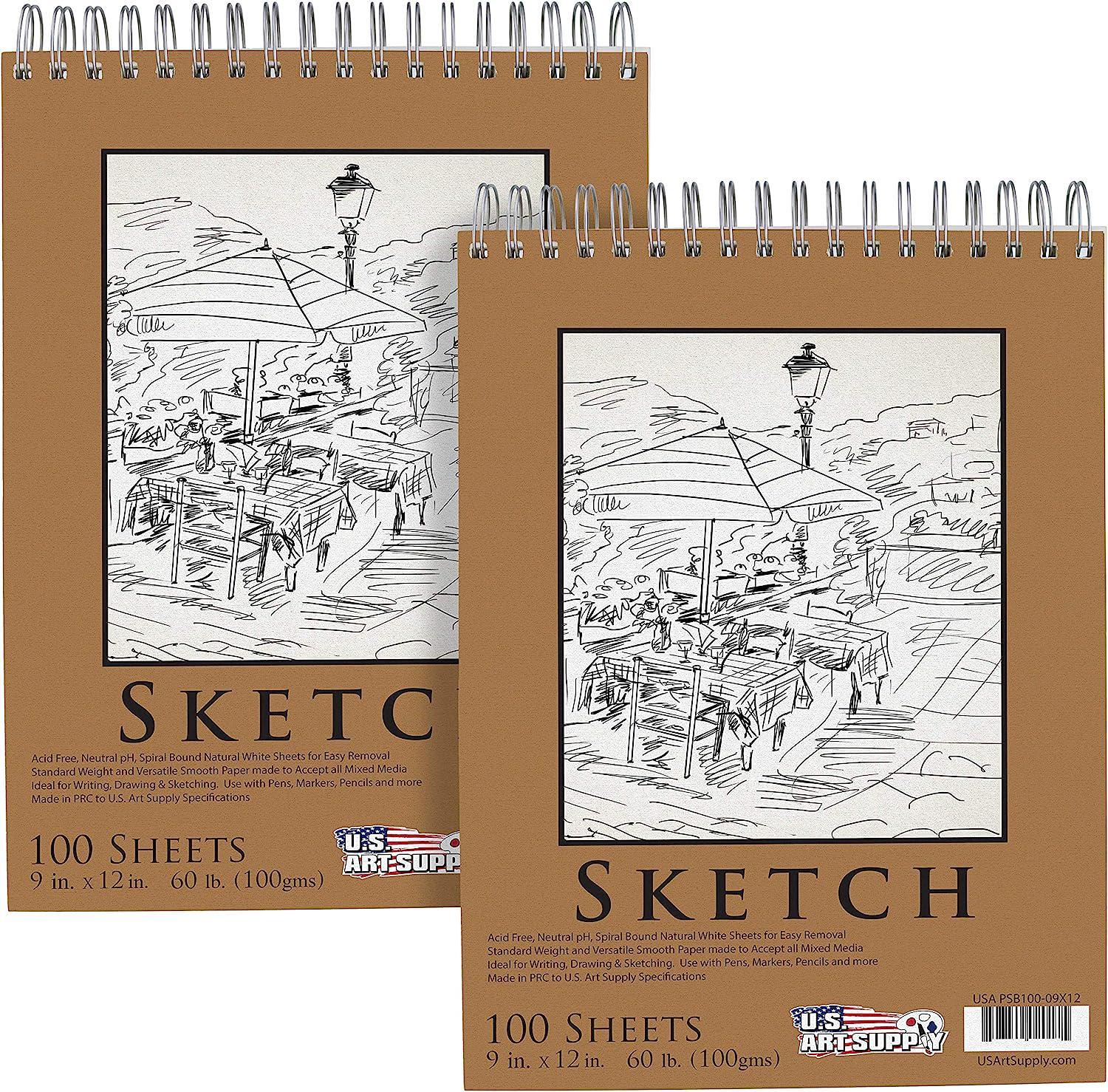 U.S. Art Supply 16 x 20 10-Sheet 8-Ounce Triple Primed Acid-Free Canvas Paper Pad (Pack of 2 Pads)
