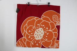 NWT Pottery Barn 24" Square Red Orange Floral Embroidery Rosa Pillow Case Cover - $30.40