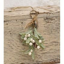 Glittered MISTLETOE Ornament 2 pcs White Berries Buds Hangers 8&quot; L #SPG98 - $30.17