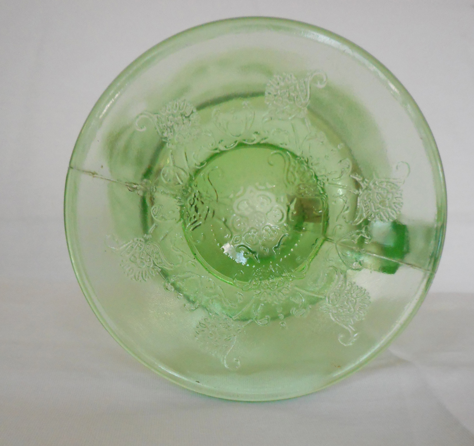 Hazel Atlas Green Depression Glass Pitcher Colonial Honeycomb 6.5