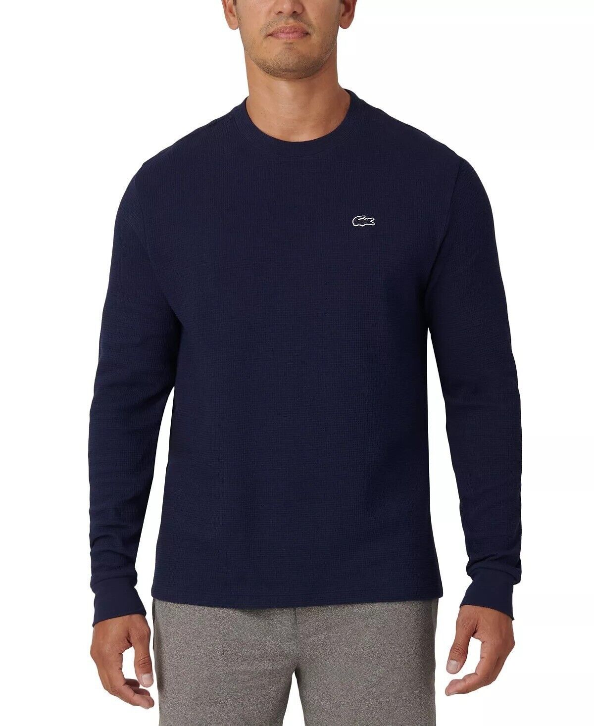 Lacoste NAVY Men's WaffleKnit Thermal Sleep Shirt, US XLarge Casual