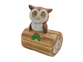 Vintage Lefton Owl on a Branch Trinket Box Hand Painted Porcelain MCM 2.... - $21.15