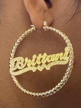 14k gold overlay personalized Hoop Earrings 2  1/4"  /#c4 - $34.99