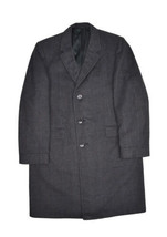 Hart Schaffner &amp; Marx Wool Overcoat Mens 42 M Plaid Dark Grey Top Coat - $95.72