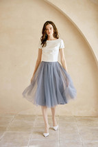 Gray High Waisted Midi Tulle Skirt Outfit Softest Tulle Wedding Skirt Plus Size