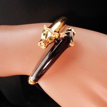 Panther Designer bracelet Leopard head bangle Signed cleopatra bracelet ... - $145.00