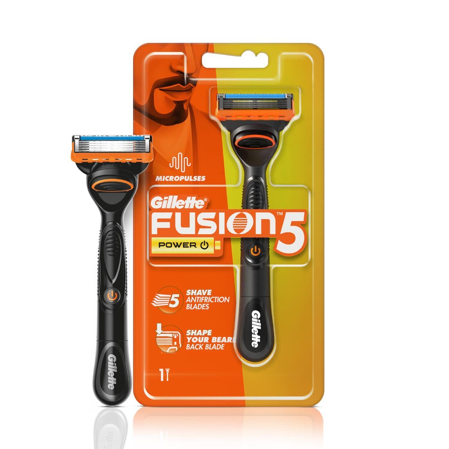 gillette fusion power razor for men with styling back blade for perfect   1 pcs