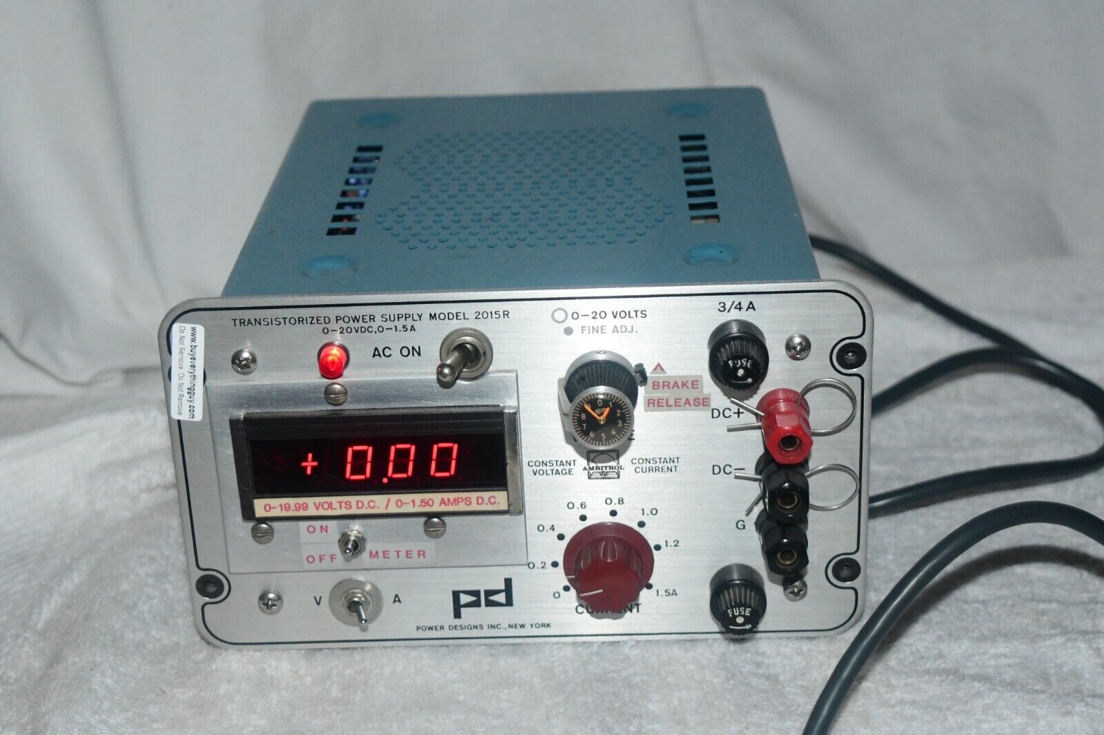 PD Power Designs Transistorized Power Supply 2015R Rare 515b2 10/23 ...