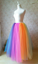 Adult RAINBOW Tulle Skirt Multi Colored Long Rainbow Tutu Skirts Plus Size  image 11