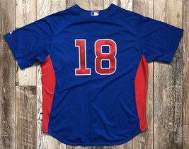 Chicago Cubs #18 Majestic Authentic Jersey Blue Engineered Exclusively -... - $98.99