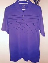 Men&#39;s Adidas Purple w/Black Graphic Golf Polo Size Medium Underarm Venting - $25.73