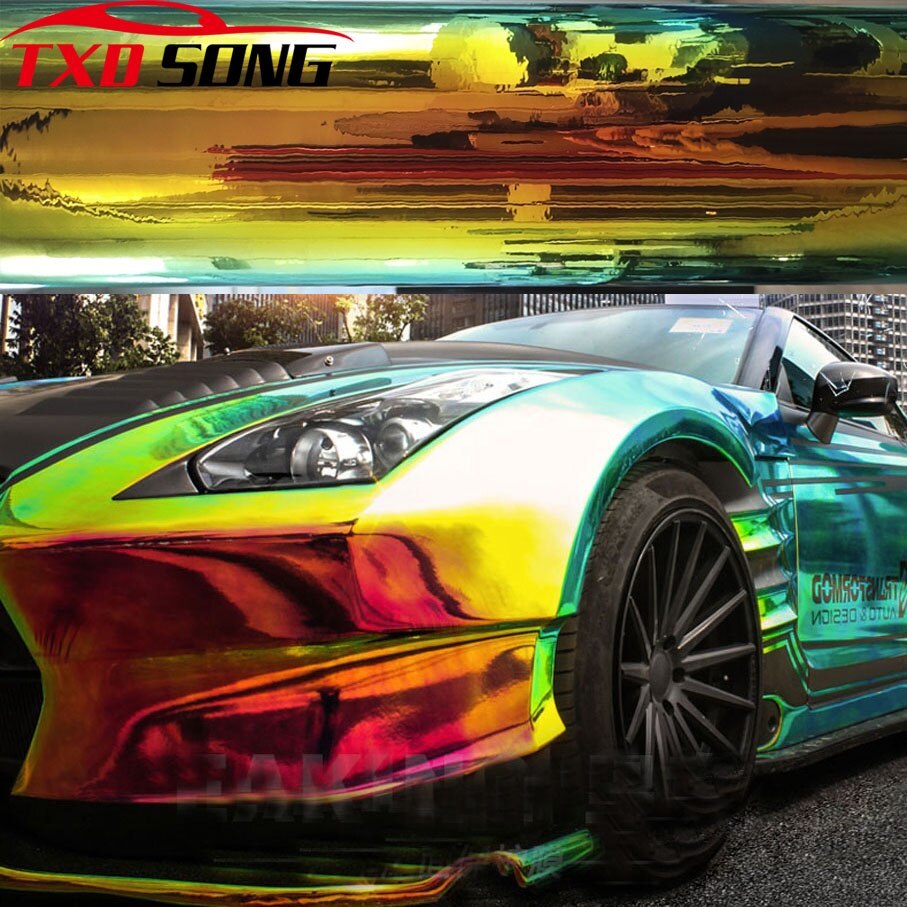 10/20/30/40/50/60CM*135CM High Glossy Holographic Neo Chrome Car Vinyl ...