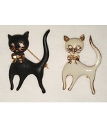 Night and Day Cat Brooches Vintage - $21.00