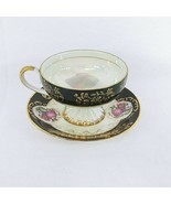 Royal Crown Footed Teacup Saucer Victorian Courting Couple Vintage #2852 - $45.10