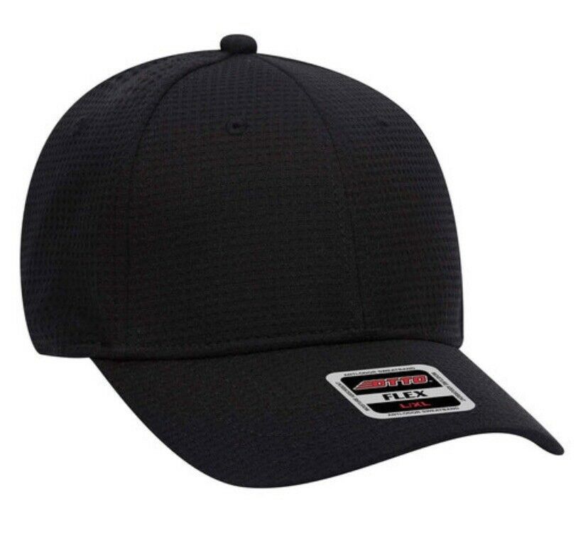 BLACK OTTO FLEX 6 PANEL LOW PROFILE BASEBALL CAP COOL PERFORMANCE S/M 11-1161 - $11.70