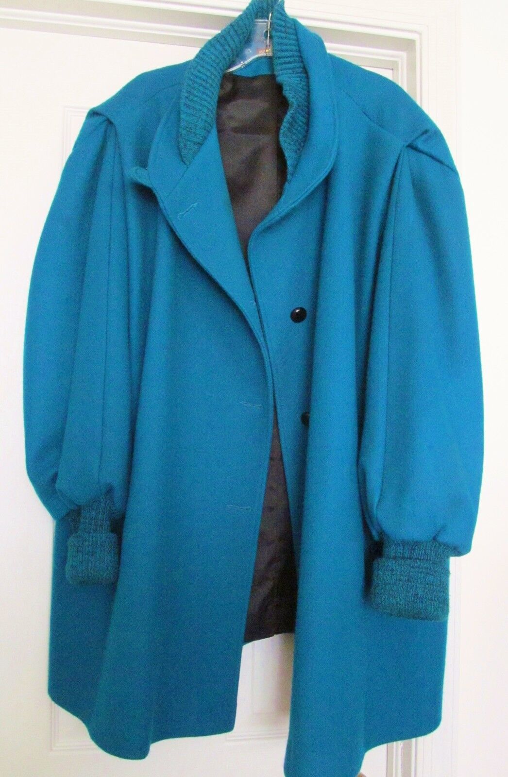 ROAMAN'S Wool Blend Jacket Coat Dolman Ribbed Sleeve Dark Teal Blue USA ...