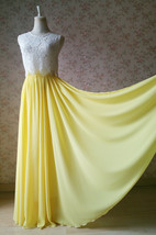 YELLOW High Waist Chiffon Skirt Wedding Chiffon Skirt Yellow Bridesmaids Outfit