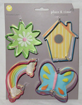 Wilton 4-Piece Cookie Cutter Set Metal Spring Foodcrafting Birdhouse Butterfly - $16.79
