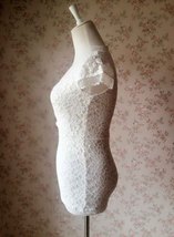 Ivory White LACE TOP  Cap Sleeve V-Neck Bridesmaid Lace Top Plus Size image 4