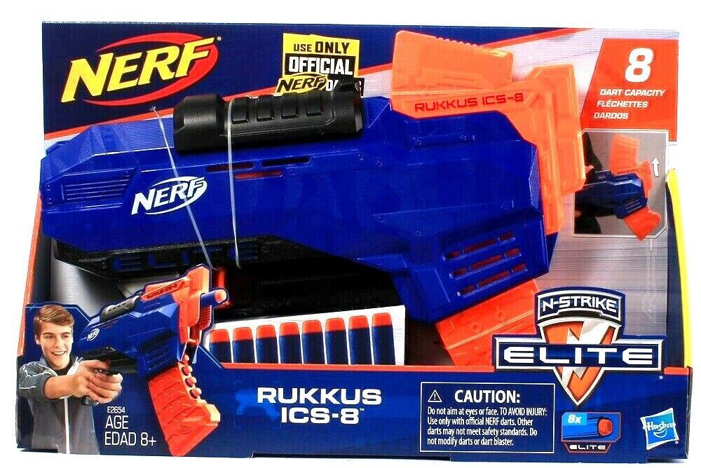 Hasbro Nerf N-Strike Elite Rukkus ICS-8 Blaster With Indexing Clip & 8 ...