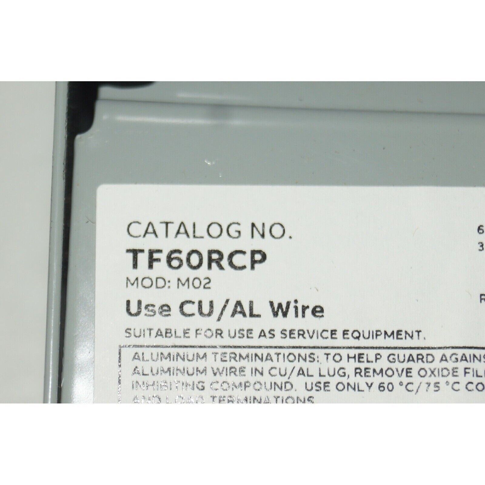GE TF60RCP Gay 60 Amp 2 Pole Fusible Pullout Air Conditioner Disconnect
