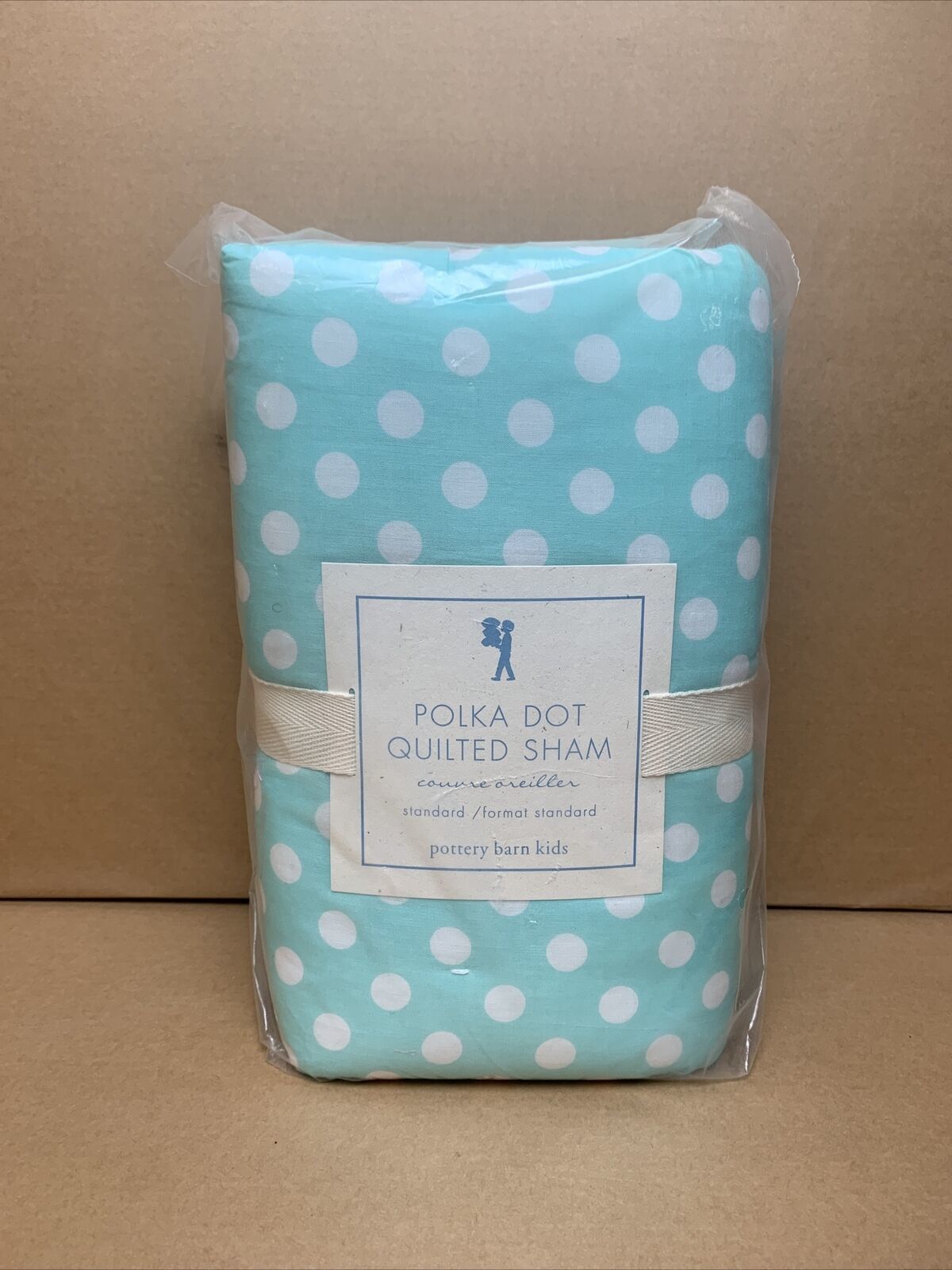 Primary image for Pottery Barn Kids  AQUA BLUE Polka Dot STANDARD Quilted Pillow Sham - Free Ship
