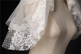 Elbow Length Wedding Bridal Veils Layer Moon Star Pattern Lace Tutu White Veils  image 12