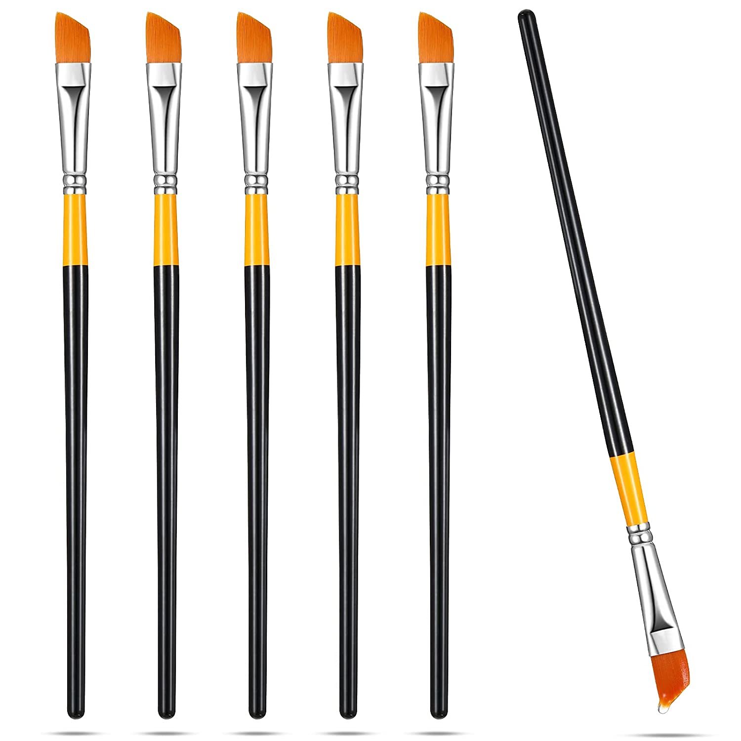 Angled Flat Paint Brushes Oblique Tip Nylon Hair Angular Oil Paint Brushes Long