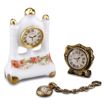 Timepiece &amp; Clock Set 1.468/5 Reutter Watch Trio DOLLHOUSE Miniature - $24.19