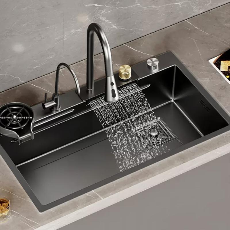 Nanometer Black Step Kitchen Sink SUS 304 Stainless Steel 4mm