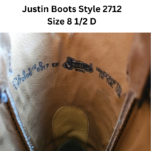 Justin Boots 2712 Hank Western Cowboy Boots Size 8 1/2 D Mens Golden Tan image 3