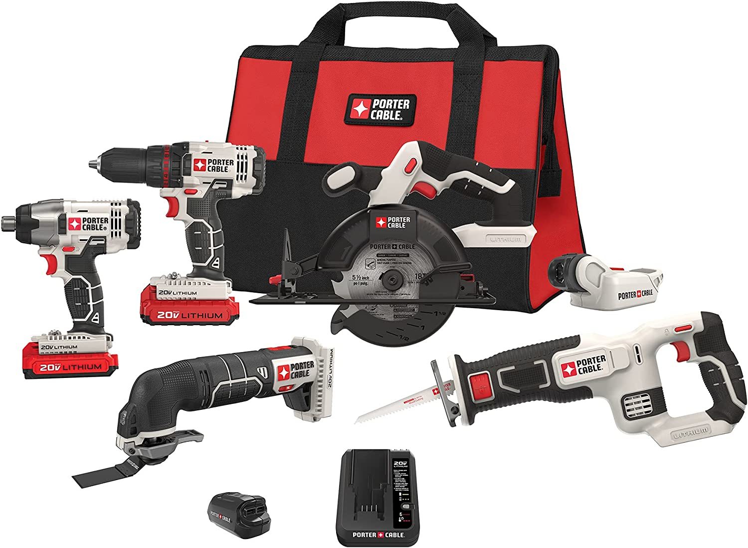 PORTER-CABLE PCCK6118 20V Lithium-Ion Cordless Combo Kit (8 Tools) for sale  online