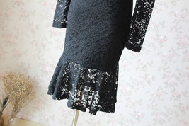 Women's Retro Floral Lace Long Sleeve Fitted Midi Cocktail Party Dress NWT image 6