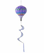 Hot Air Balloon Wind Spinner Purple with Hummingbirds and Spiral Tail Wh... - $39.59