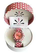 New Box Isaac Mizrahi Live! BOYSENBERRY Polka Dot Watch Red Stainless Steel image 1