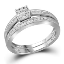 10k White Gold Round Diamond Bridal Wedding Engagement Ring Band Set 1/3 Ctw - $400.00