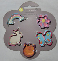 WILTON 5-Piece Mini Cookie Cutter Set Metal SPRING Bunny Tulip Butterfly Rainbow - $14.92
