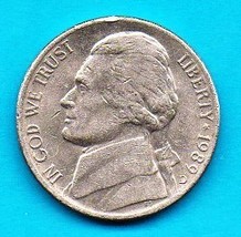 1987 D Jefferson Nickel - Circulated About XF - $0.05